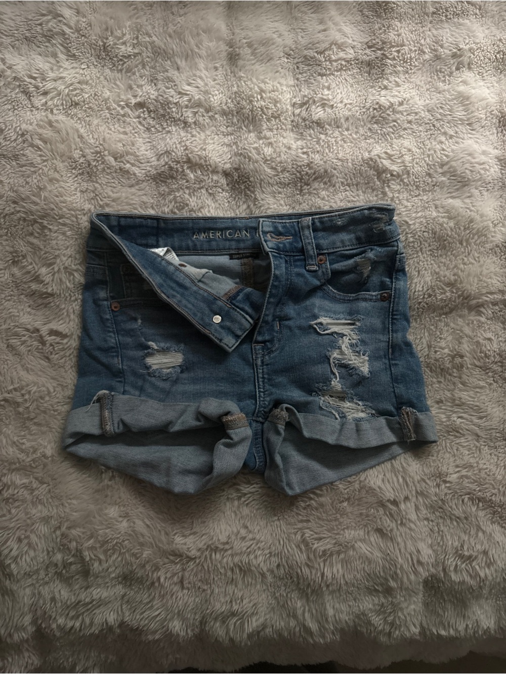 American Eagle Outfitters Distressed Rolled Cuff Denim Shorts